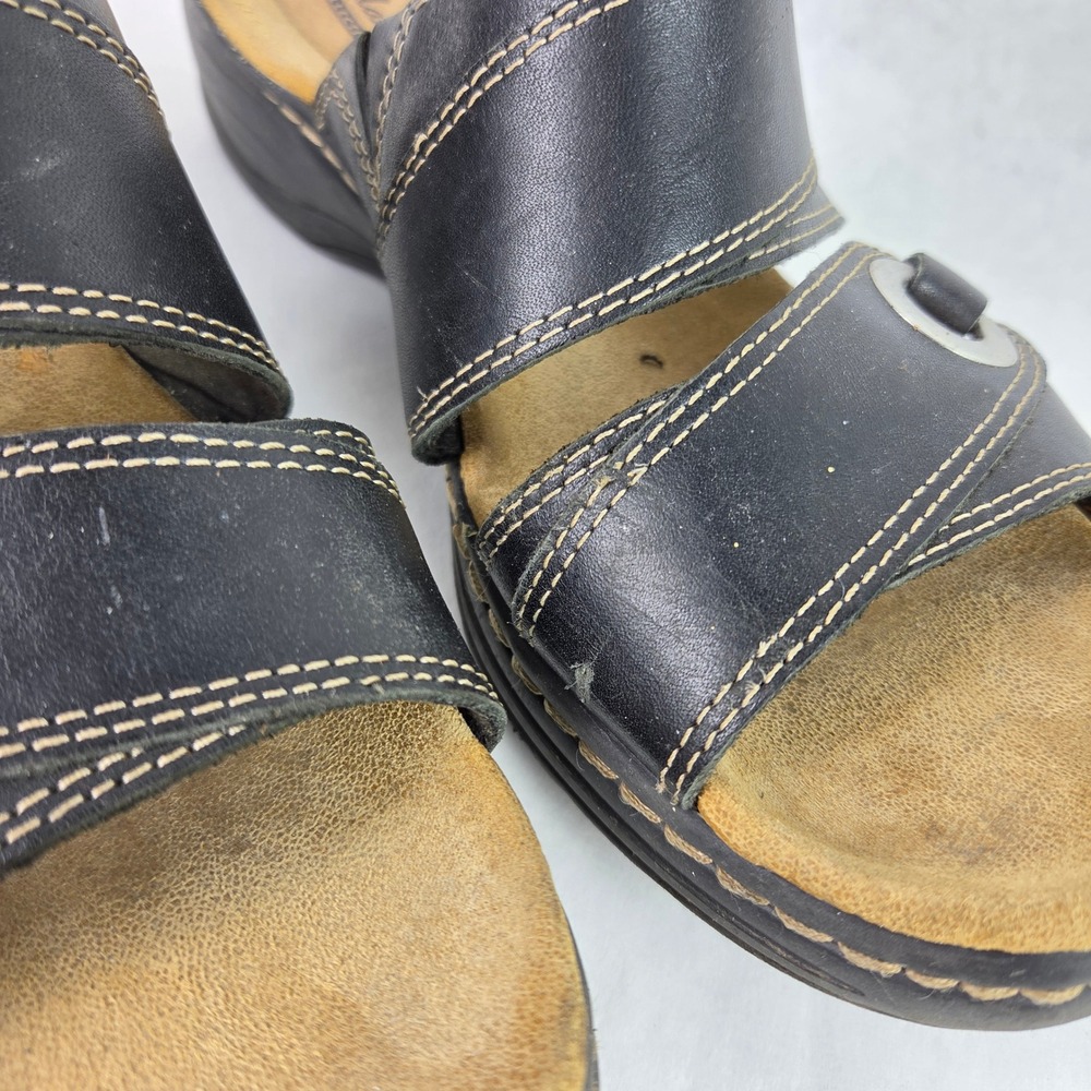 Clarks Collection Lexi Willow Black Slide Slip On Summer Sandals Wedge Casual - Picture 12 of 14